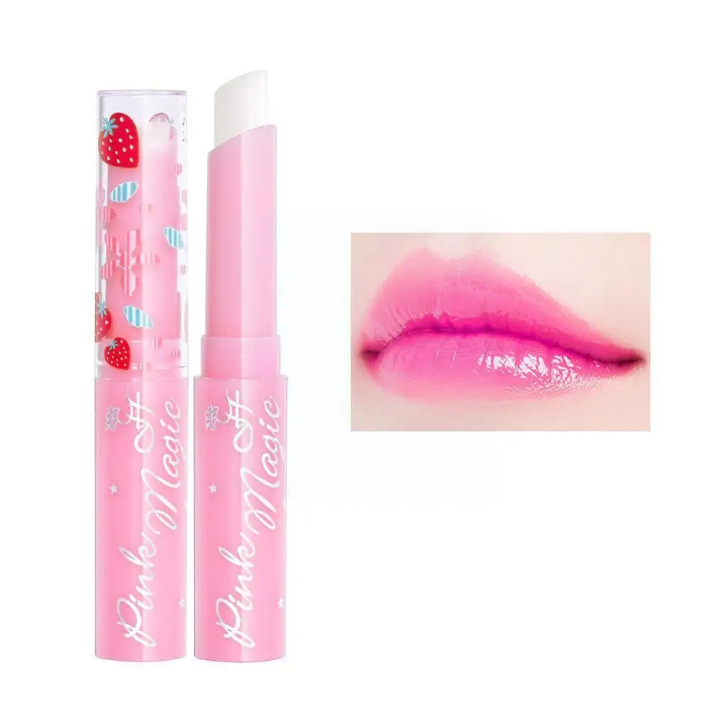

Fruit Strawberry Flavor Color Changing Lipstick Moisturizing Non-fading To Non-stick Easy Lipstick Color Lip Lips Care Glos V5x3