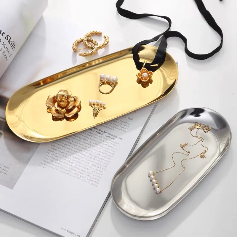 Металлический лоток для хранения в скандинавском стиле овальная тарелка