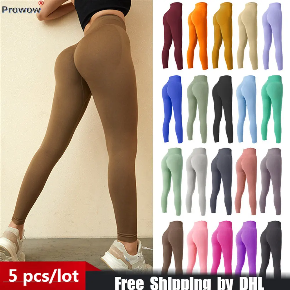 2022 New Women Gym Leggings Casual Solid Lady Yoga Pants Skinny Elastic Seamless High Waist Femme Fitness Trouser Wholesale 8509