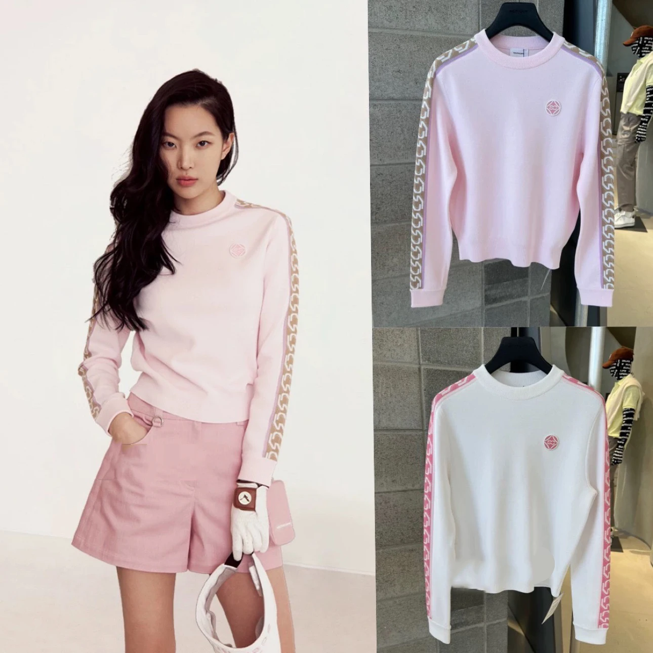 

Autumn and Winter New Round Neck Long Sleeve Colored Top Golf Clothing Women's Versatile Simple Sports Ball Jersey