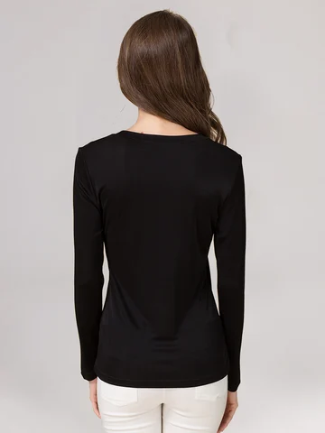 SuyaDream Женская шелковая футболка  V-образный вырез