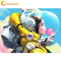 chenistory oil painting astronauts painting by numbers girl paint flower diy handpainted paint home decoration custom gift art