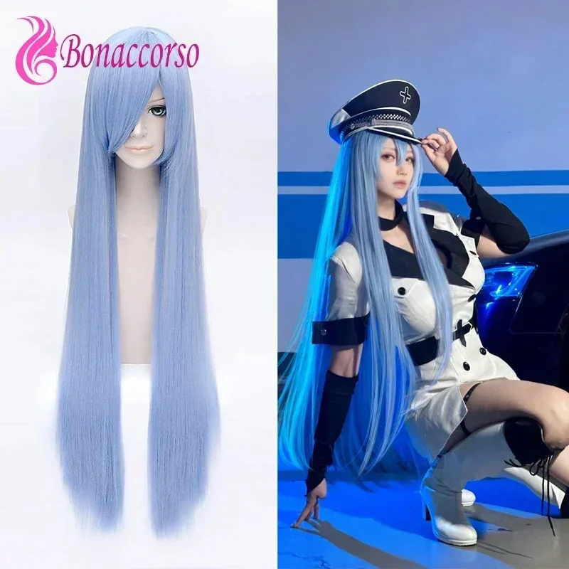 Фото Esdeath Косплей Lce Blue Синтетический Длинный Прямой Akame Ga Kill! Аниме Coser Cute Girl Высококачественный парик Daily Party CVV,. ;;5765B №2