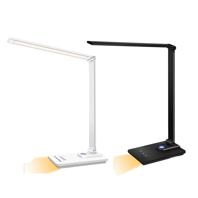 

1 Piece 5 Colors Modes And 6 Brightness Levels,With USB Charging Port, LED Desk Lamp Dimmable Desk Light Night Light (Black)