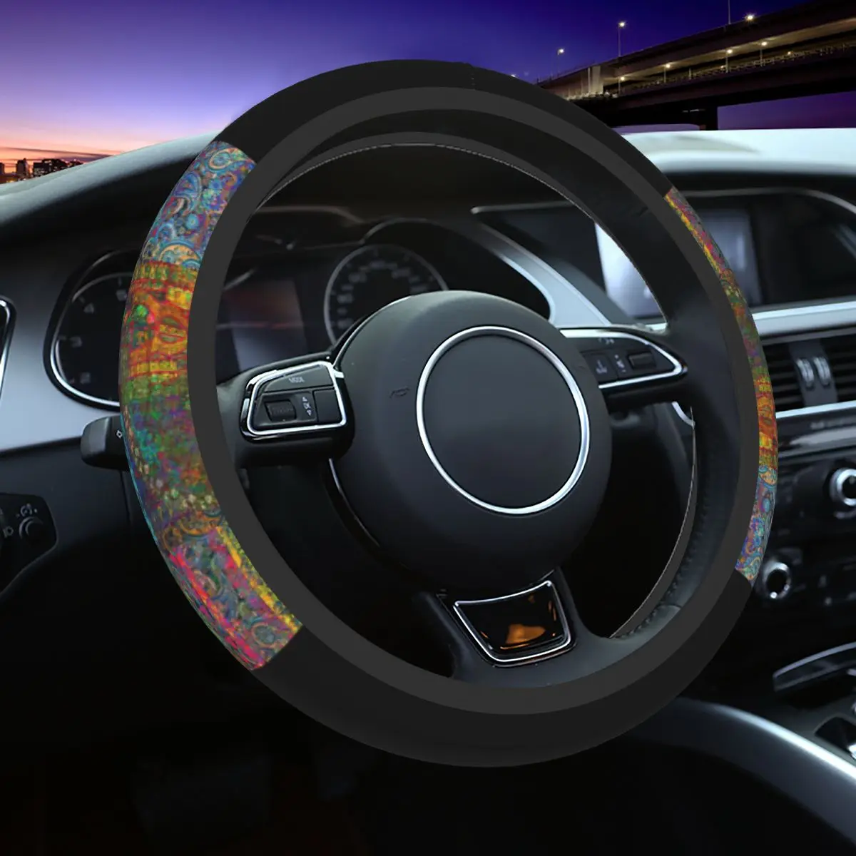 

Bohemian Car Steering Wheel Cover 38cm Anti-slip Persian Style Boho Steering Wheel Protective Cover Steering-Wheel Accessories
