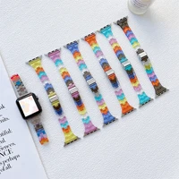 rainbow resin strap for apple watch series 7 6 se 543 new newest acrylic band for iwatch 44mm 45mm 41mm 40mm 42 38mm accessories