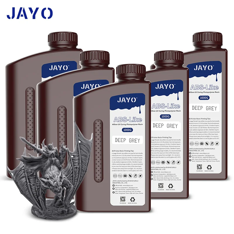 JAYO 5KG Water washable/Plant-based/Standard/Like-ABS Photopolymer Resin for LCD 3D Printing Material Quick Curing Resin Liquid