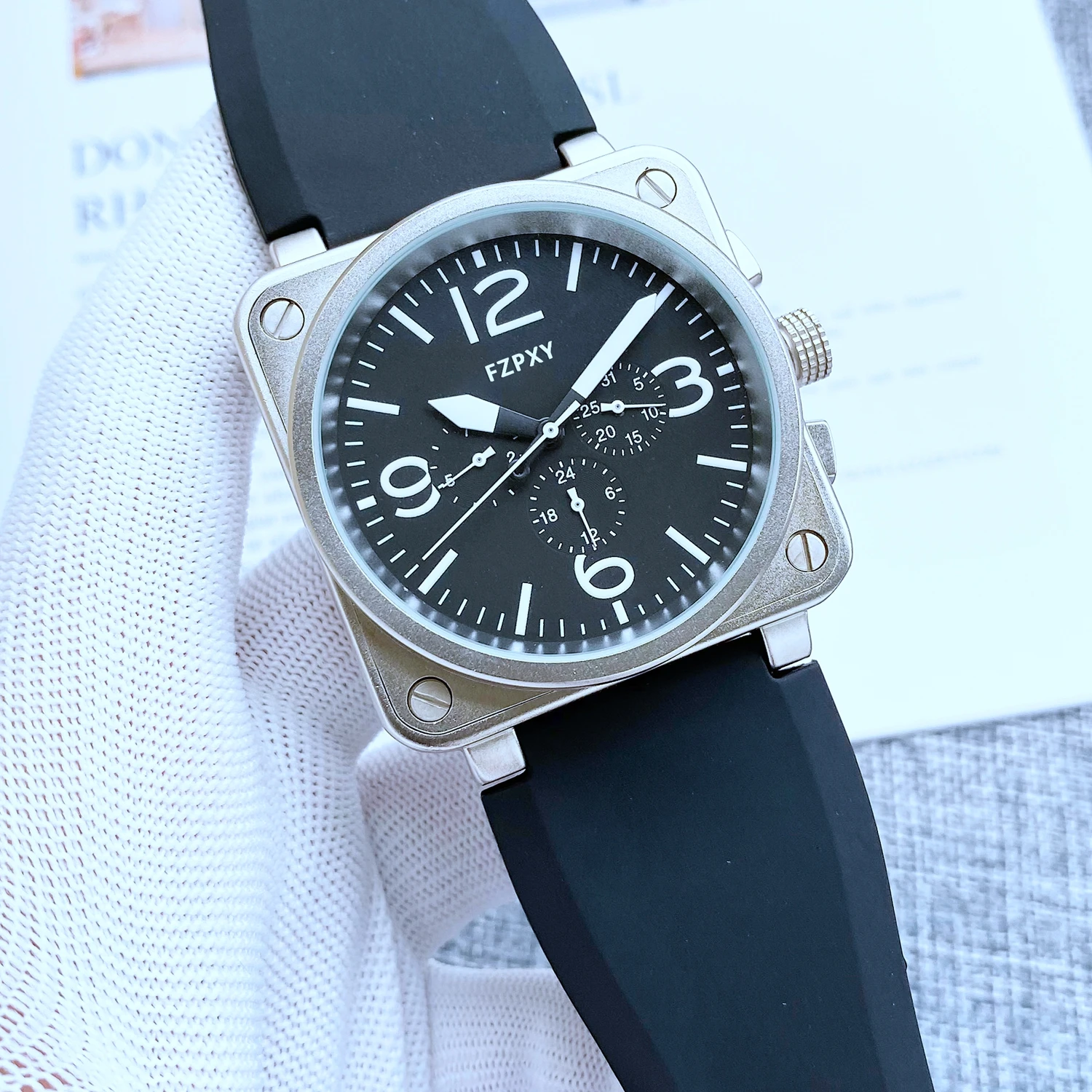 

BR08 новые наручные часы BR мужские автоматические механические часы колокольчик коричневый кожаный черный кросс резиновые часы подарок AAA