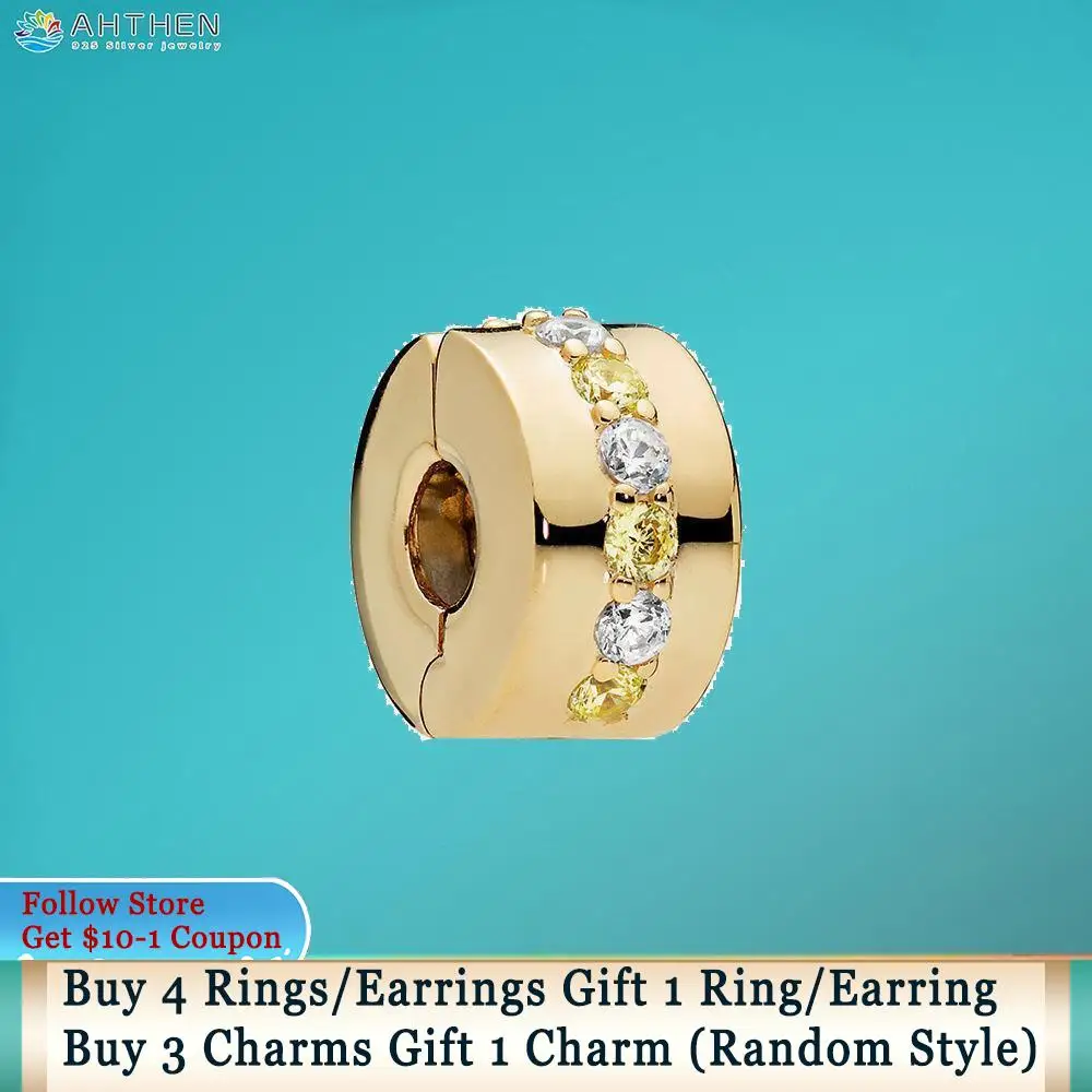 

Ahthen 925 Sterling Silver Beads Shining Path Clip Charms fit Original Pandora Bracelets for Women Jewelry Making Birthday Gift