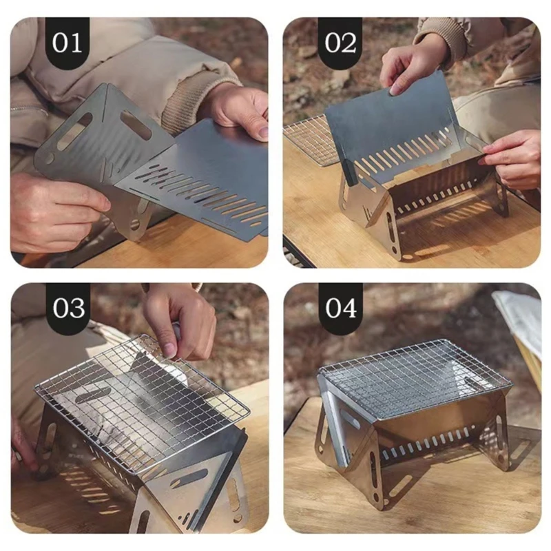 Открытый кемпинг дровяная печь легкая плита из нержавеющей стали для пикника и