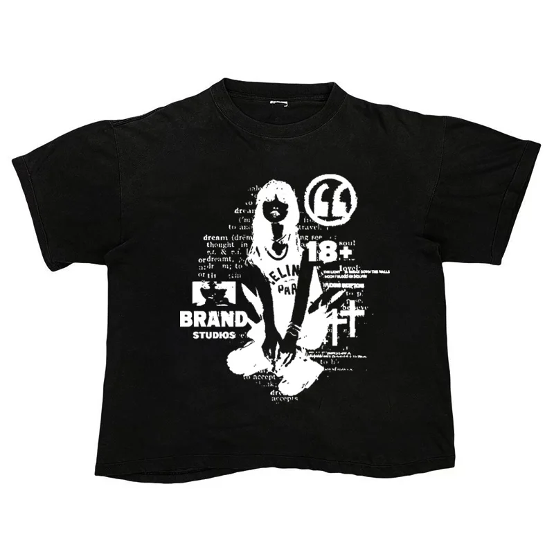 Футболка женская оверсайз с коротким рукавом винтажный топ графическим принтом