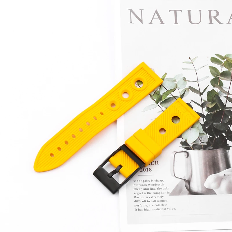 Watch accessories Rubber strap suitable for Breitling series needle buckle 22 24mm unisex outdoor sports strap