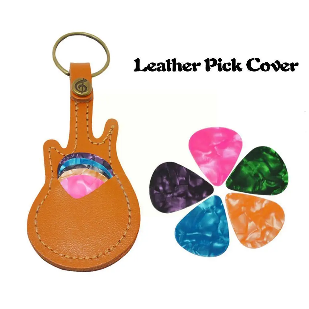 

1 Pcs Pu Leather Chain Guitar Picks Holder Chain Plectrums Bag Supplies B1r9