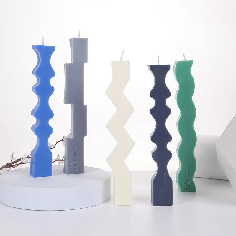 Креативная Волнистая Полоса Геометрическая силиконовая форма в виде свечи