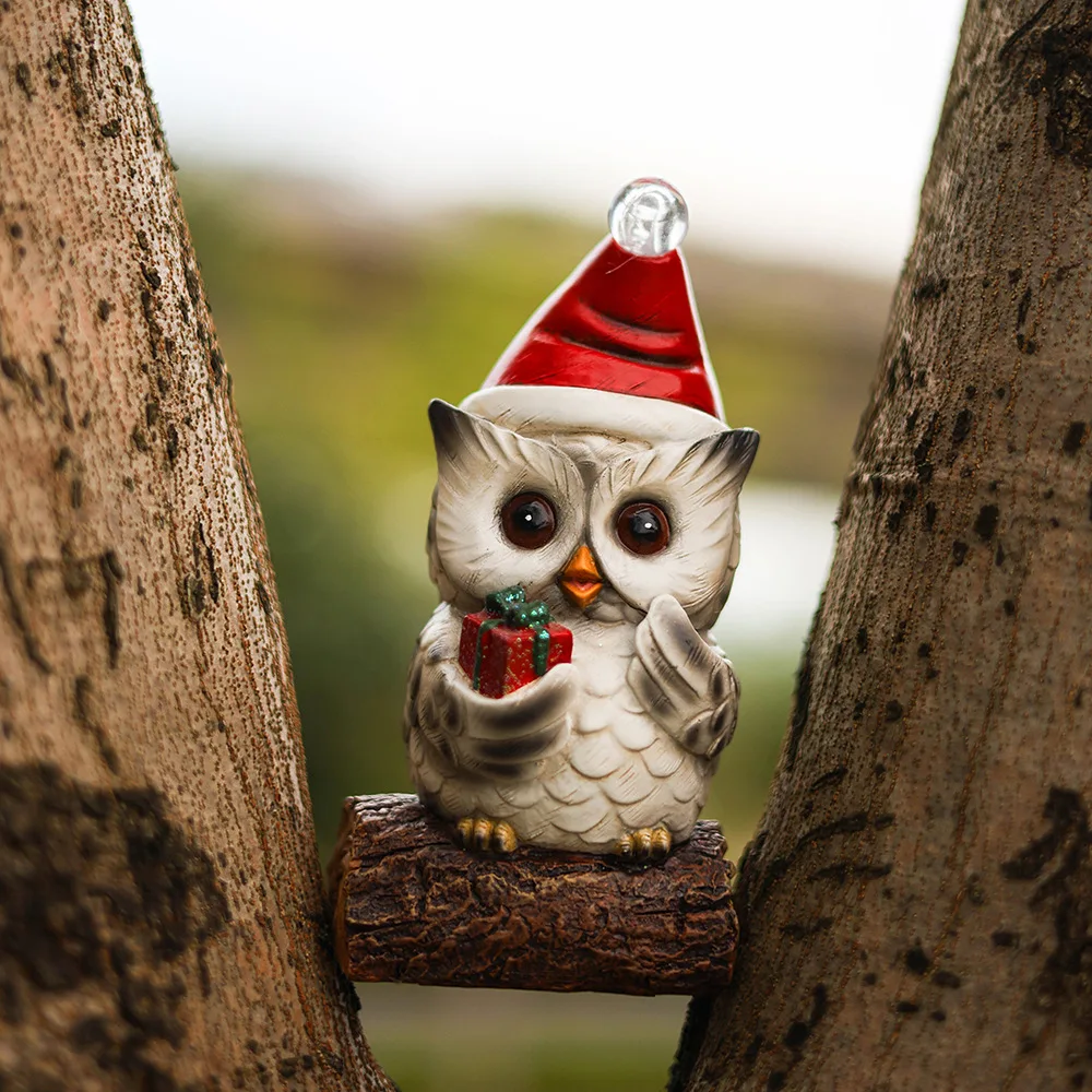 Статуя совы из смолы рождественские светодиодные огни украшения креативные
