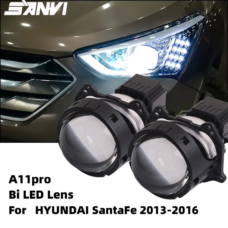Фото SAVNI A11pro BI светодиодная линзовая фара проектора со специальной рамкой для Hyundai Santafe 2013-2016, обновление автомобильного света 70 Вт 5500 К №1