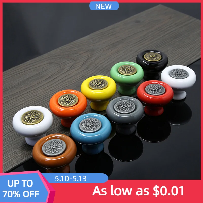 

Ручки для кухонных шкафов TFAAI, винтажные керамические ручки для дверей шкафа, с одним отверстием, для мебели