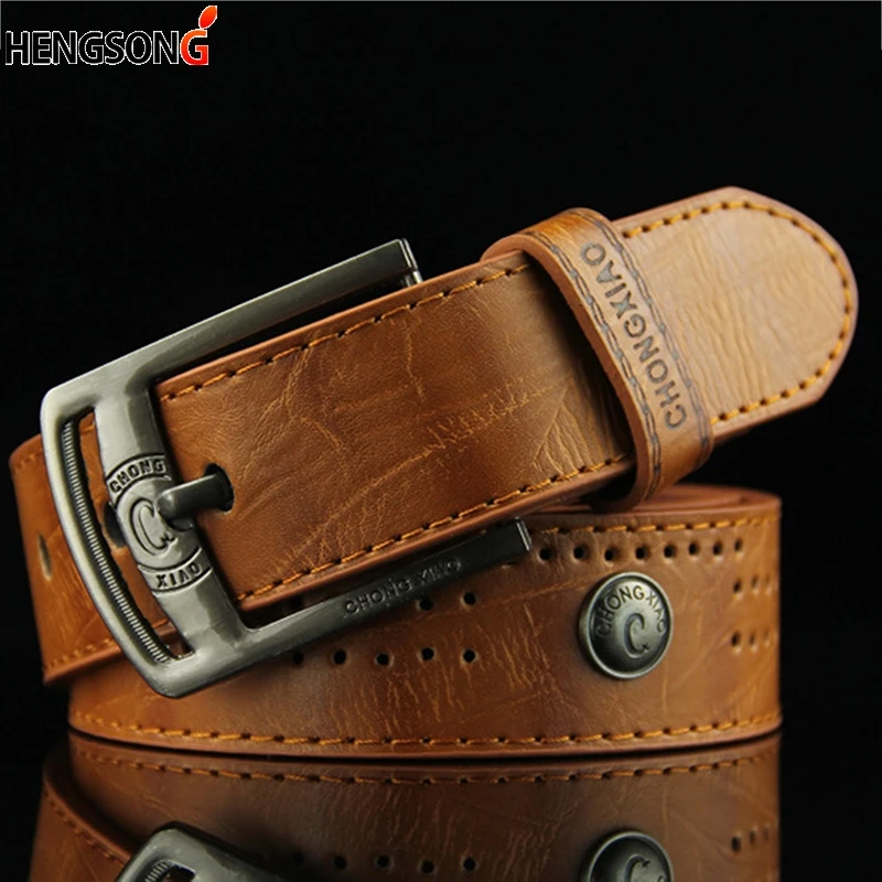 

Men Casual Belt Hollow Rivet Punk Belt Wide PU Leather Buckles Fashion Male High Quality Jeans Belt