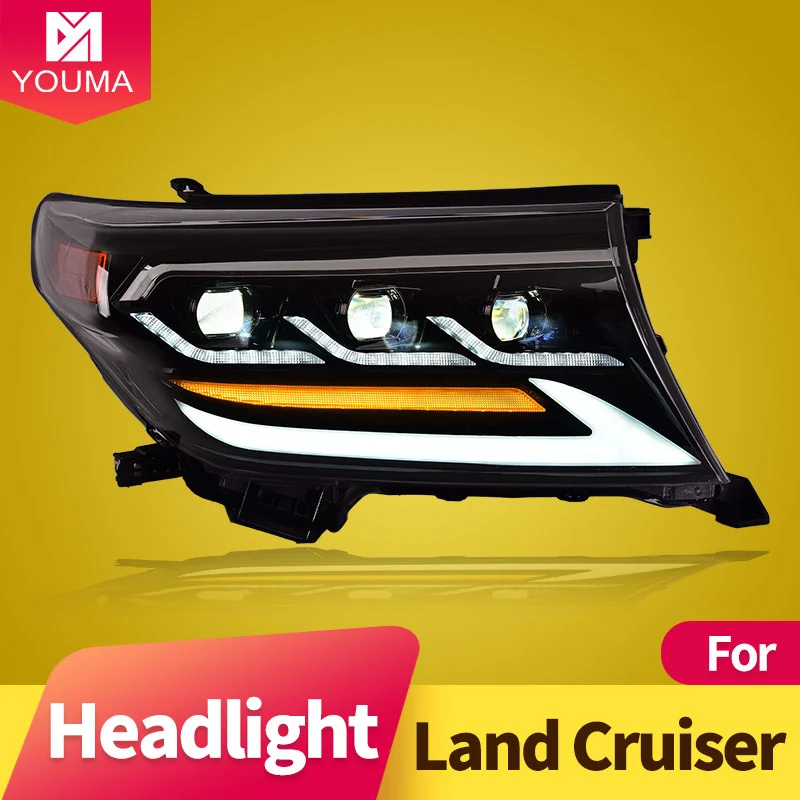Фара передняя (сборка) для Toyota Land Cruiser 2007-2015 LED DRL Dual Beam Lens Sequential Turn Signal on.