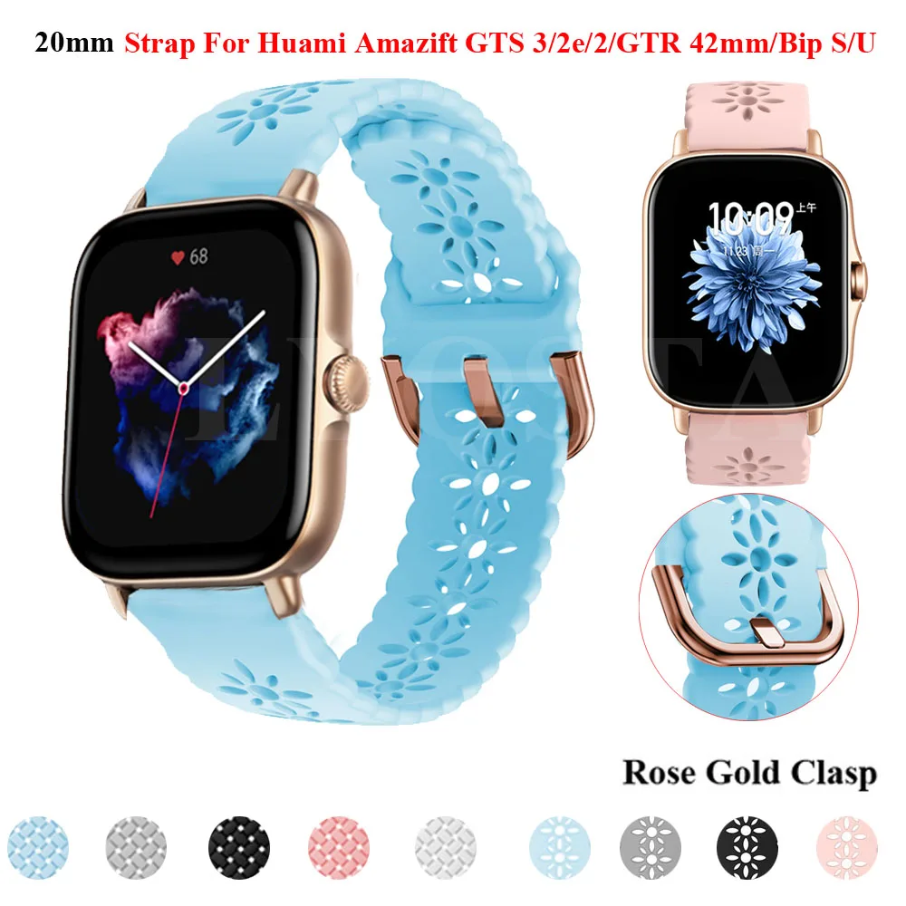 

20mm Watchband For Amazfit Bip 3/U Pro Strap Silicone Wristband Bracelet for Xiaomi Huami Amazfit GTS 4 Mini 3 2e 2/GTR 42mm