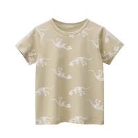 t shirt for boy clothes summer short sleeve khaki dinosaur all over print tops breathable soft casual tee for kids toddlers baby