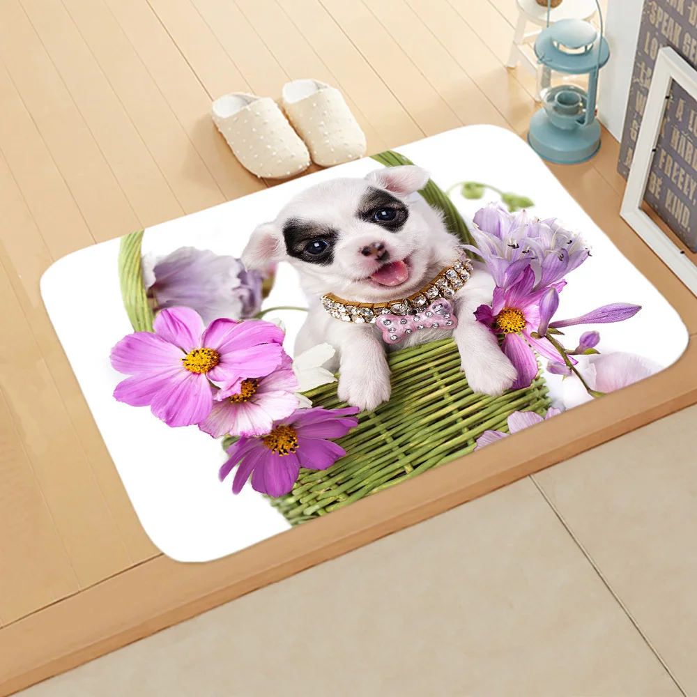 Cute Dog Pattern Doggy Spoof Home Decor Doormat Bedroom Non-Slip Pet Shop Coral Velvet Carpet Rug Kitchen Bath Entrance Door Mat |
