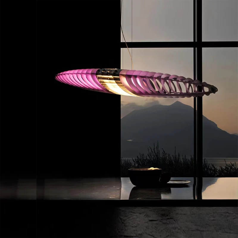 

Italy Spaceship pendant Chandelier Colorful Personality Classic Restaurant Pendant Lamp Creative Strip Colored Light