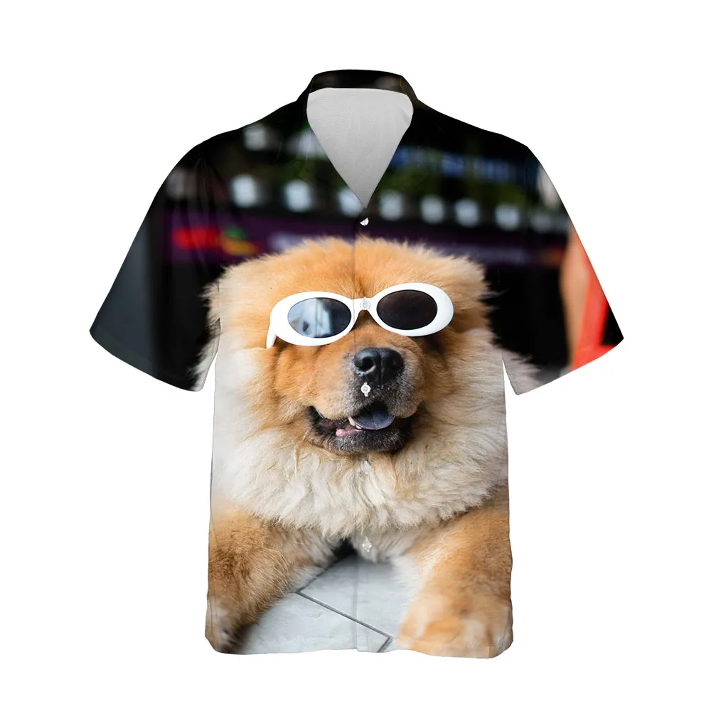 Jumeast Hawaiian 3D Men's Summer Beach Short Sleeve Shirts Streetwear Puppy Collection Trend Shirty Comfortable Clothing Tops