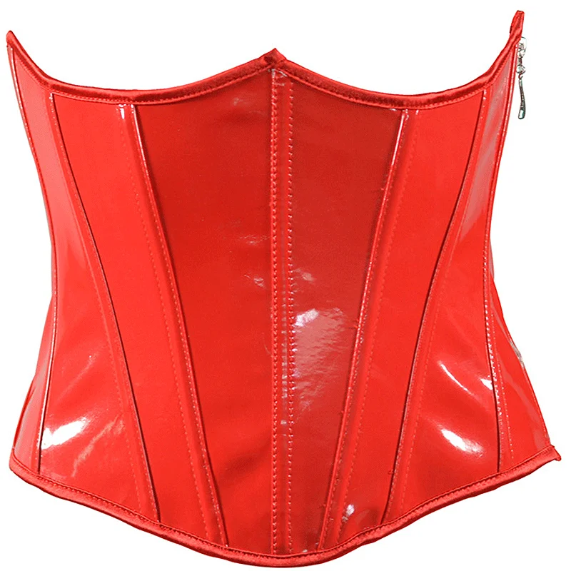 Leather Corset Tops Kорсет Underbust Bustier Side Zip Up Waist Slimming Cincher Girdle Fish Boned Waisttrainer Gorset Korset Hot