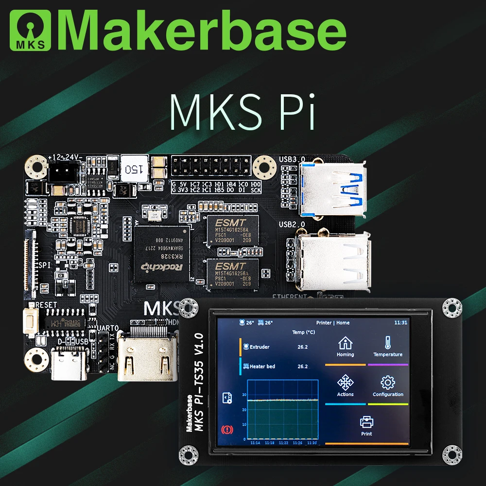 Makerbase MKS PI Board with Quad-core 64bits SOC onboard runs Klipper & KlipperScreen for Voron VS Raspberry Pi RasPi RPI