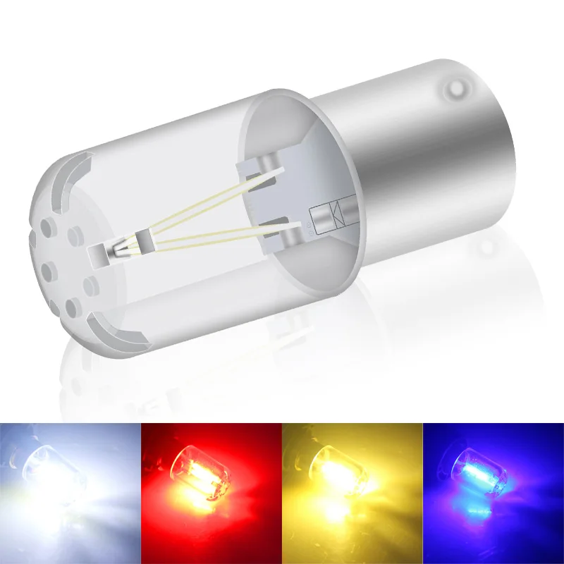 2x1156 BA15S P21W 1157 BAY15D, сигнал поворота, фонарь заднего хода с чипом COB, 2 лампы заднего хода, прозрачная оболочка, лампа заднего хода, синий, красный