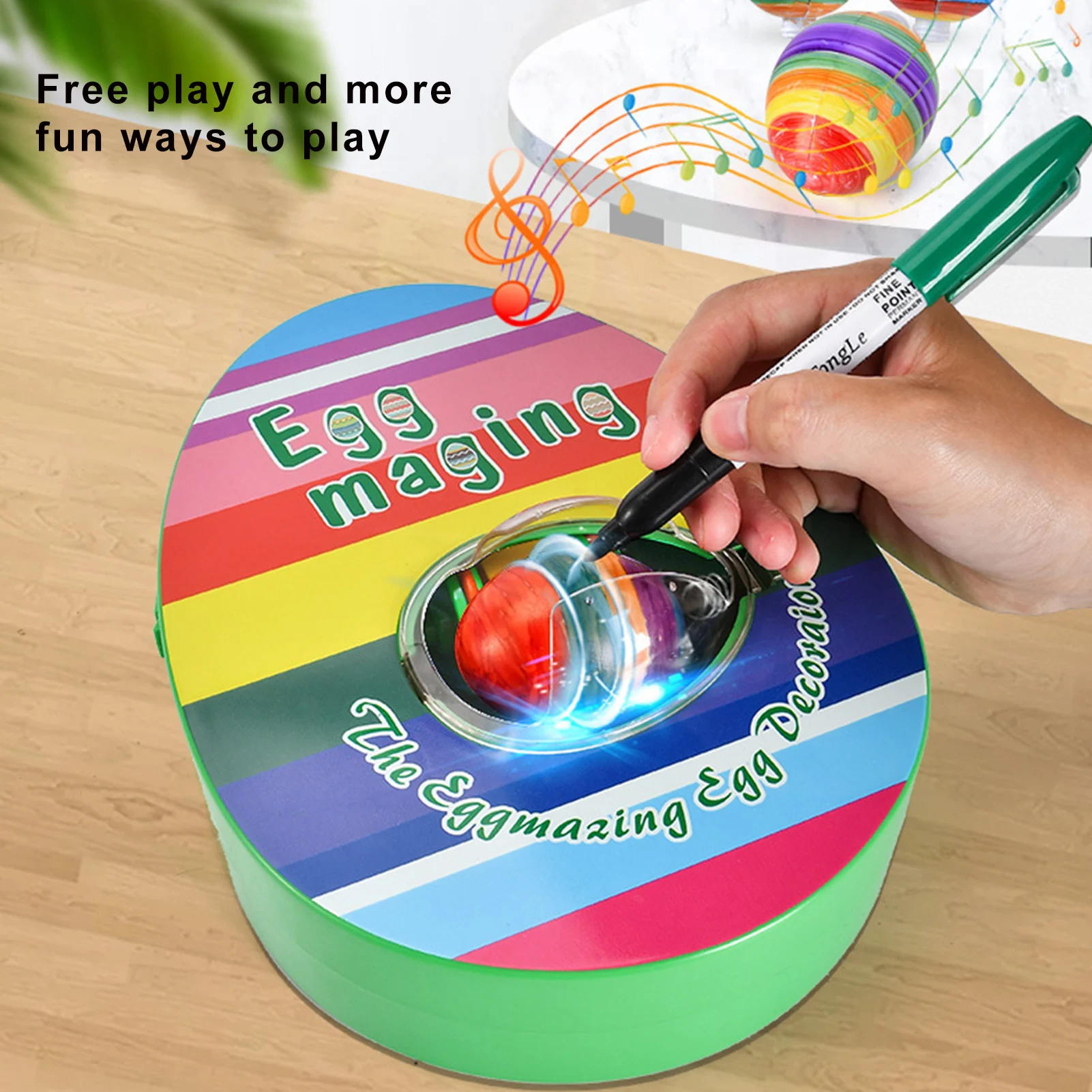 

Набор для самостоятельного украшения пасхальных яиц, моторизованный набор для окрашивания, Спиннер с быстросохнущими маркерами, аксессуар...
