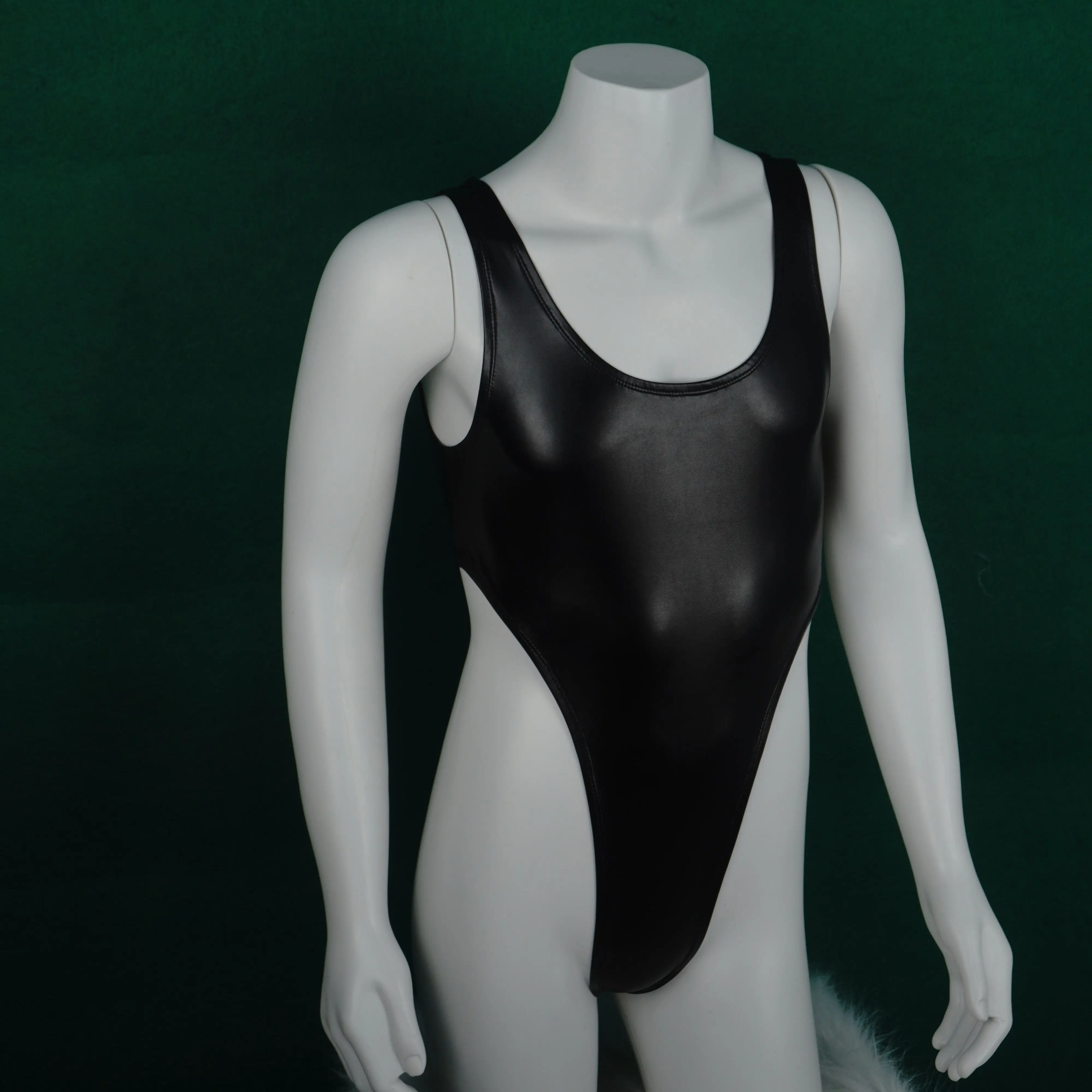 Мужская одежда из искусственной кожи сексуальные стринги комбинезон пикантные