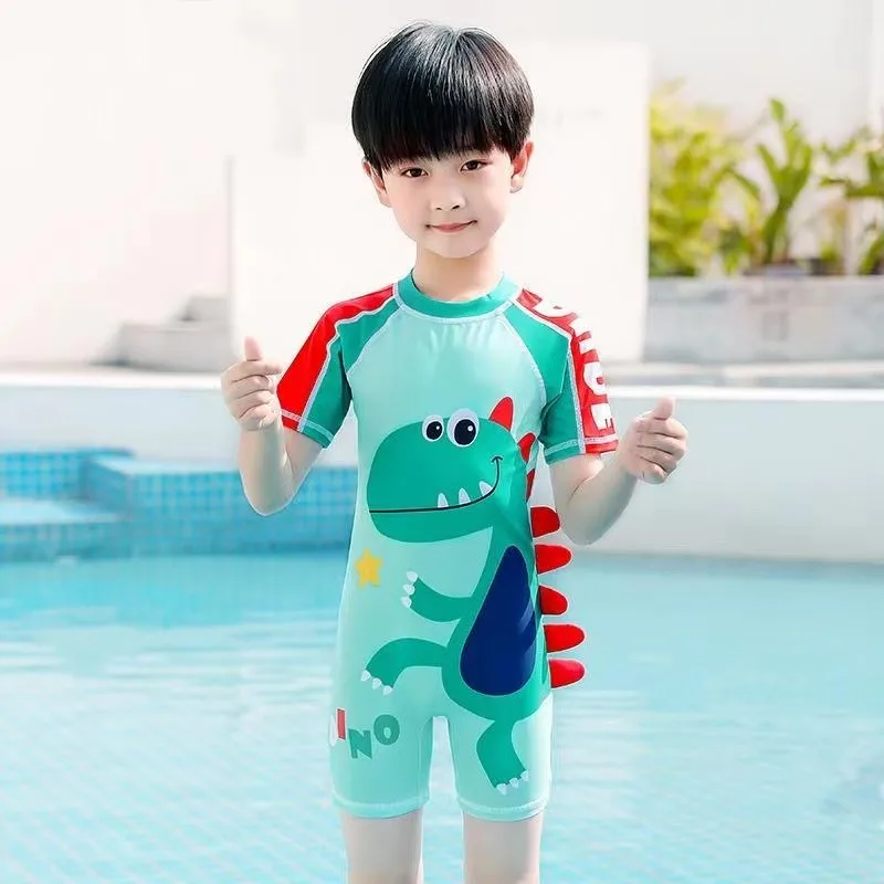 Shorty Wetsuit  New 2023 Dinosaur Swimming Boys Baby Swimwear diving suit for kids Sunscreen Surfing Scuba Diving Wet Suit images - 6