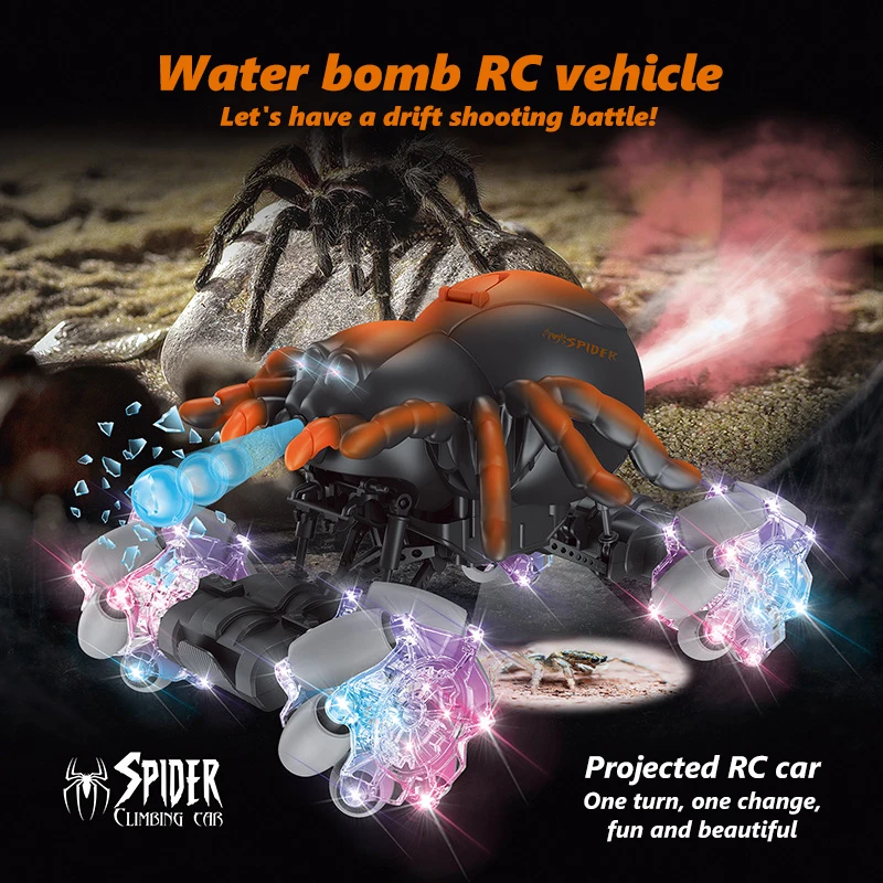 2.4G Spider Remote Control Stunt Car Rc Tank Water Bomb Drift Spray Car Rc Crawler 360 Degree Multifunctional Kids Toys