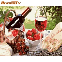ruopoty pictures by number fruit red wine landscape kits painting by number color house drawing on canvas handpainted art gift