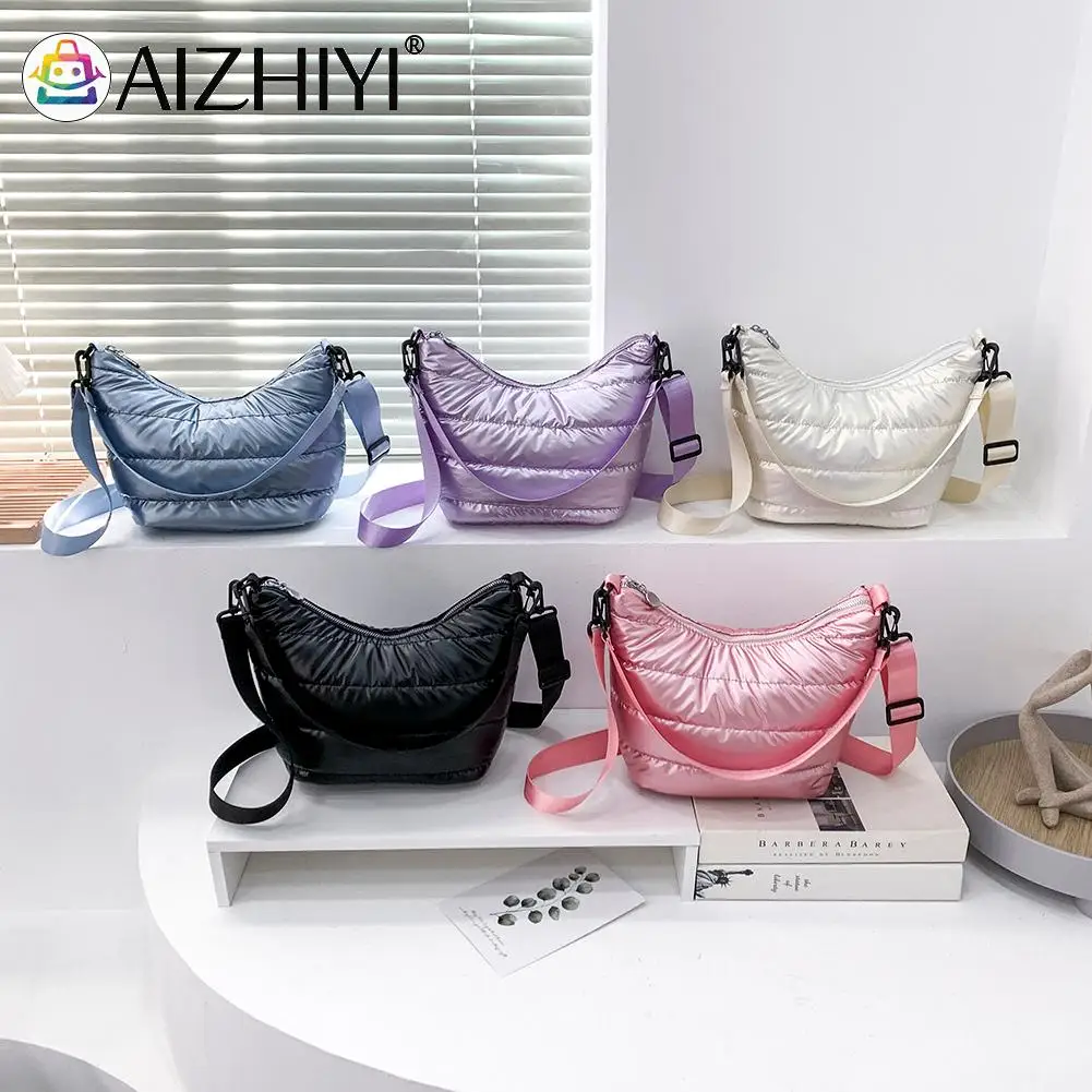 

Женская нейлоновая сумка-мессенджер с вышивкой, однотонная Минималистичная сумка через плечо, Студенческая вместительная сумка на плечо