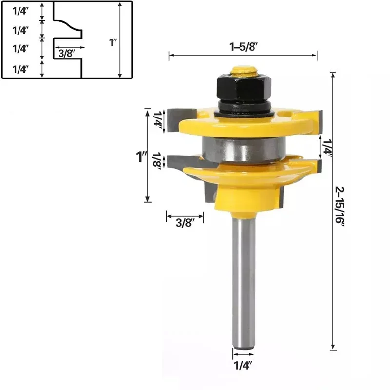 1/4 &quotхвостовик 3 шт. большая дверная шиповая фреза набор направляющих для шкафа и