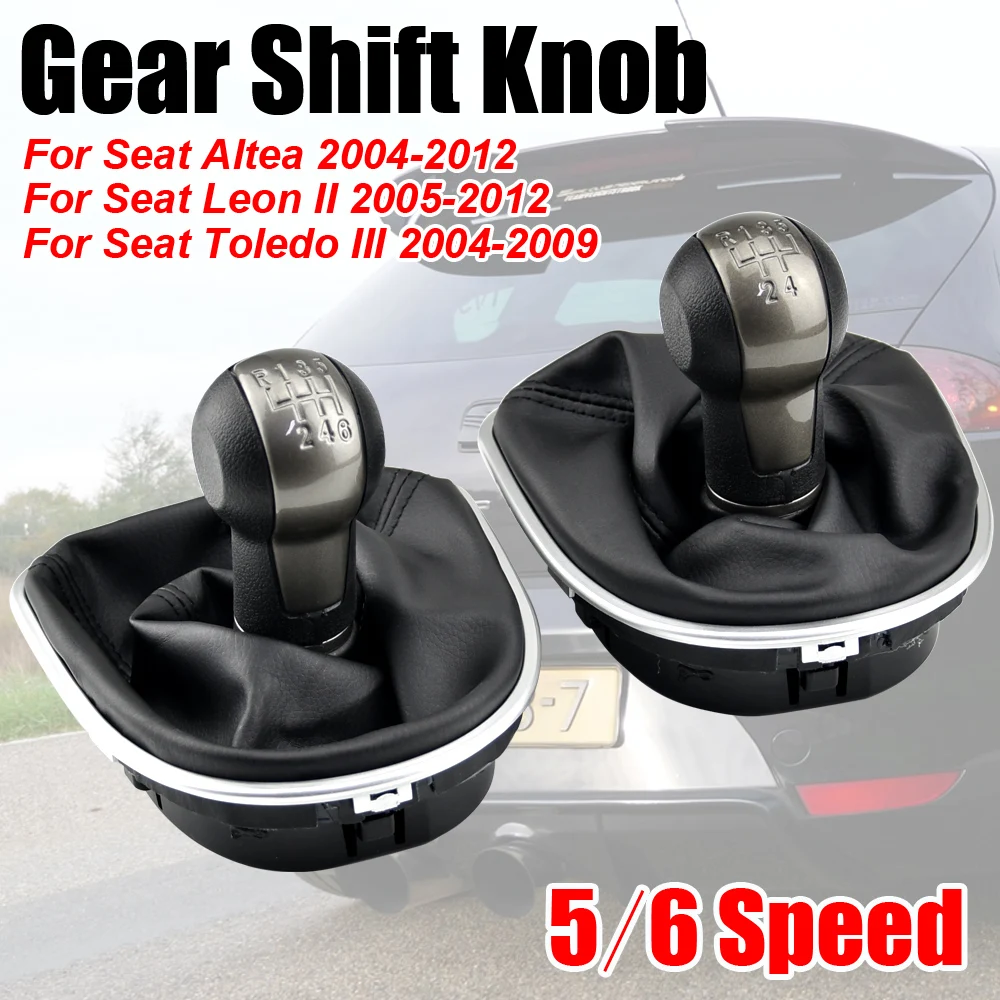 

5 6 Speed Manual Gear Shift knob For Seat Altea Leon II Toledo III Car Stick Lever with Gaiter Boot Cover Shifting Hand ball