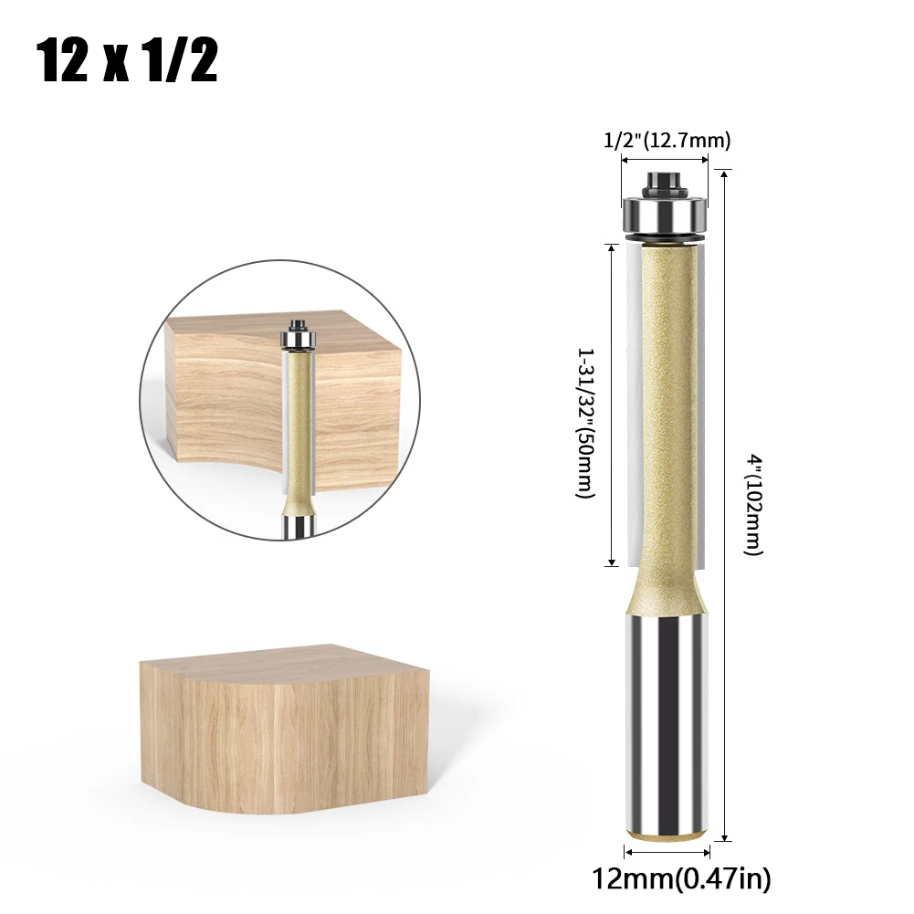 

Фреза фрезерная Утопленная, 1/2 дюйма, хвостовик 12 мм, с подшипником, для дерева, карбид вольфрама