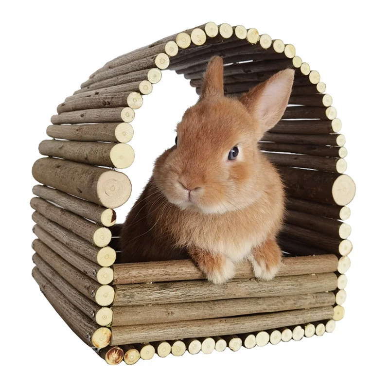 

Деревянное съемное плетеное гнездо для кроликов с платформой, съемное гнездо для кроликов, домик для фотомелочей
