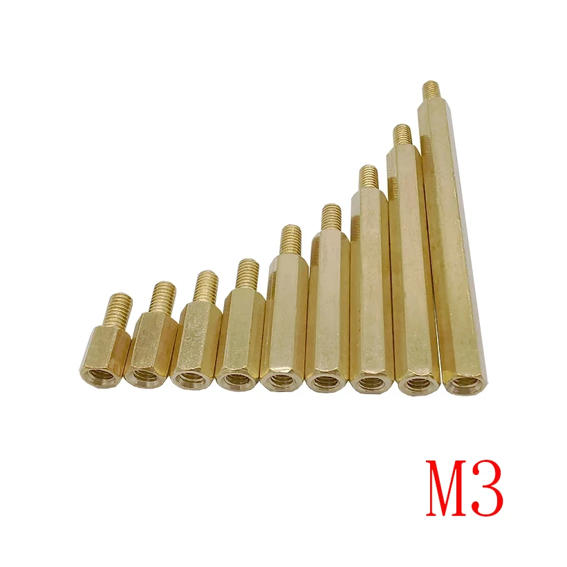 

10 шт. M3 5 ~ 50 мм x 6 мм гнездовой шестигранный латунный проставочный винт стойка фиксированная печатная плата компьютерные проставки шестигранные полые колонны
