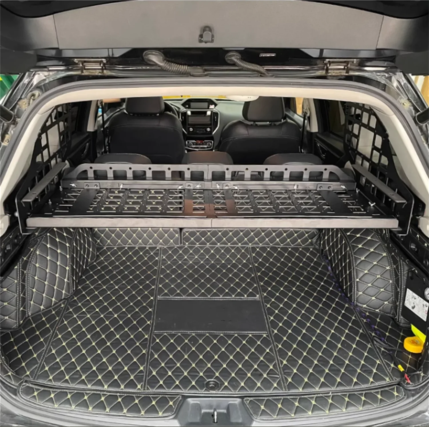 

for Subaru Forester SK 2019-2023 Molle Storage Panel Rear Trunk Shelf Table Debris Rack Luggage Organize Aluminum Alloy 1 Set