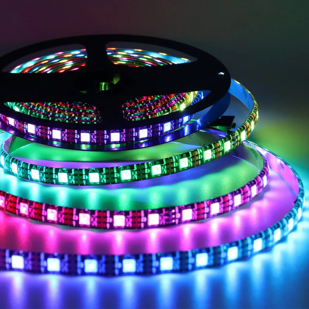 Фото DC5V SK6812 RGBW(Similar WS2812B) 4 In 1 Led Strip 30/60/144 Leds/m Individual Addressable Led Light Black /White PCB IP30/65/67 №5