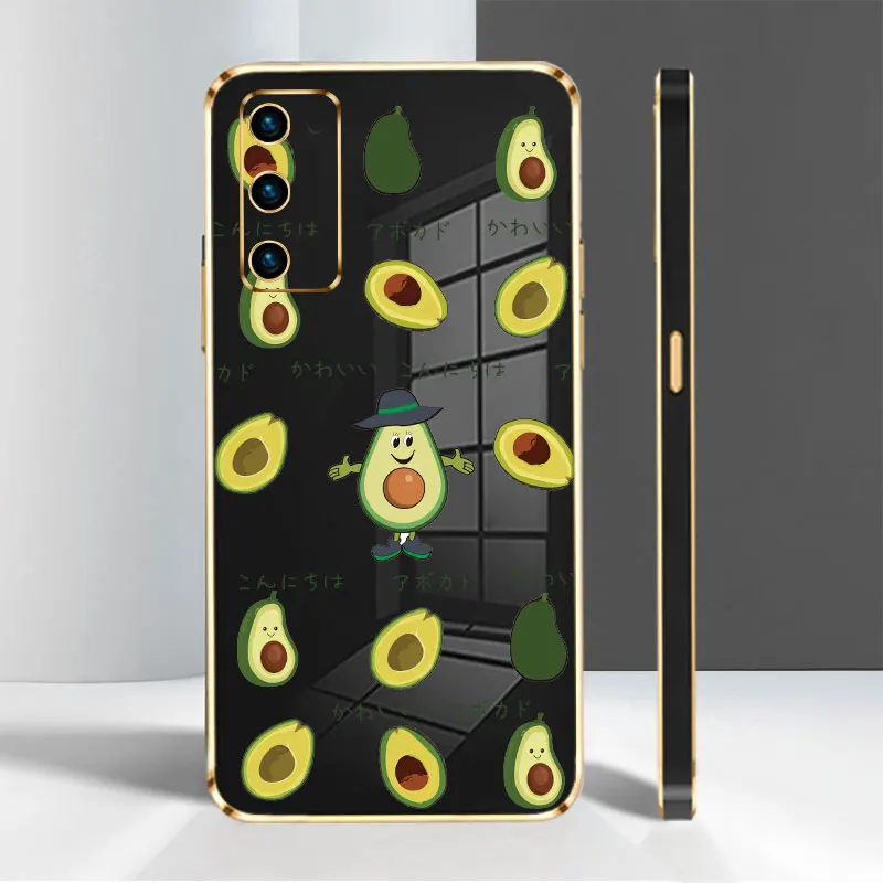 

Gold Plating Cell Soft Avocado Kiwi Fruit Summer Case Coque for Samsung Galaxy S22 Ultra S21 Plus S20 FE S20Plus Note20Ultra
