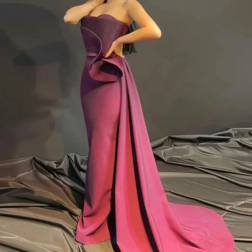 

Миньон атласный Русалка без бретелек платье для выпускного вечера с оборками в пол официальное популярное элегантное вечернее платье для женщин 2023