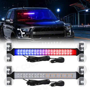 40 LED Strobe Light Emergency Flash Warning Lamp Auto Windshield Bar Traffic Advisor Flashlight Red Blue Car Accessories 12V-24V