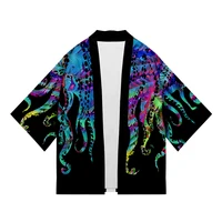 plus size octopus print 2022 summer chic loose japanese streetwear cardigan women men harajuku kimono cosplay top shirts yukata