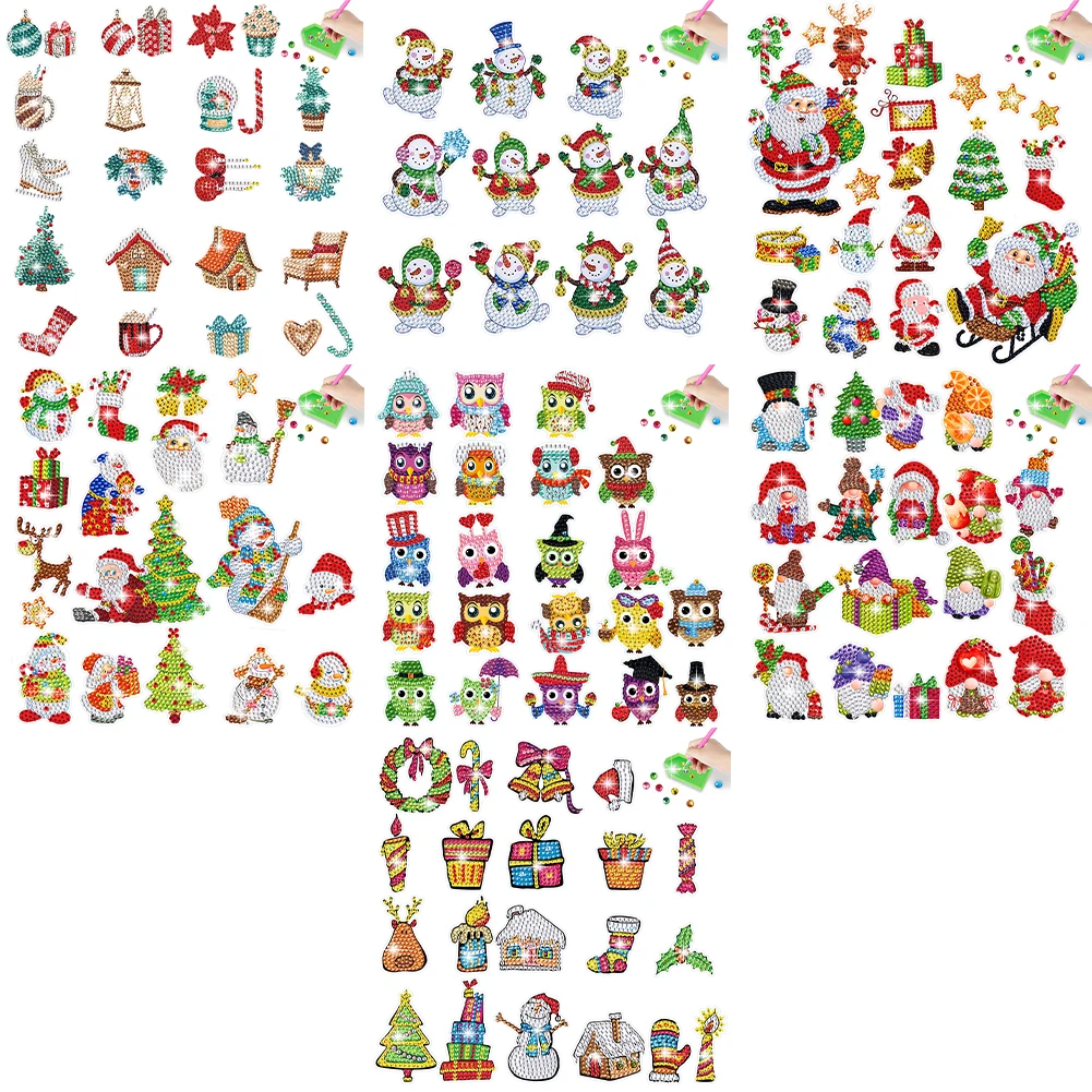 Многоцветные Наклейки С Алмазной Живописью Полная Круглая Дрель Санта-Клаус