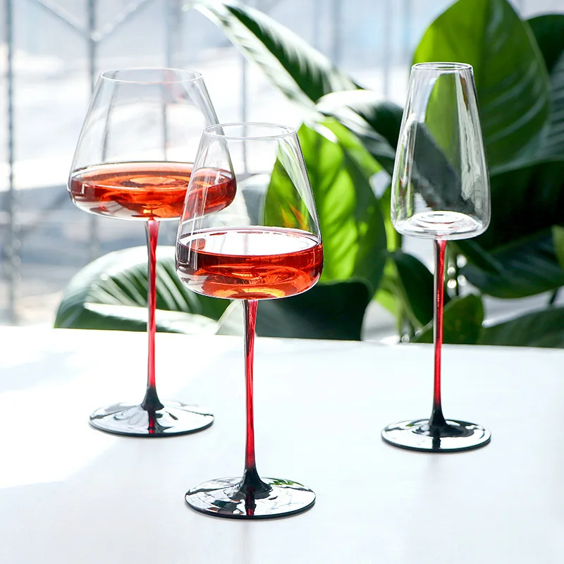

European Pot-bellied Red Wine Glass with Concave Bottom Crystal Glasses Champagne Glass Large Red Wine Cup with Black Bottom
